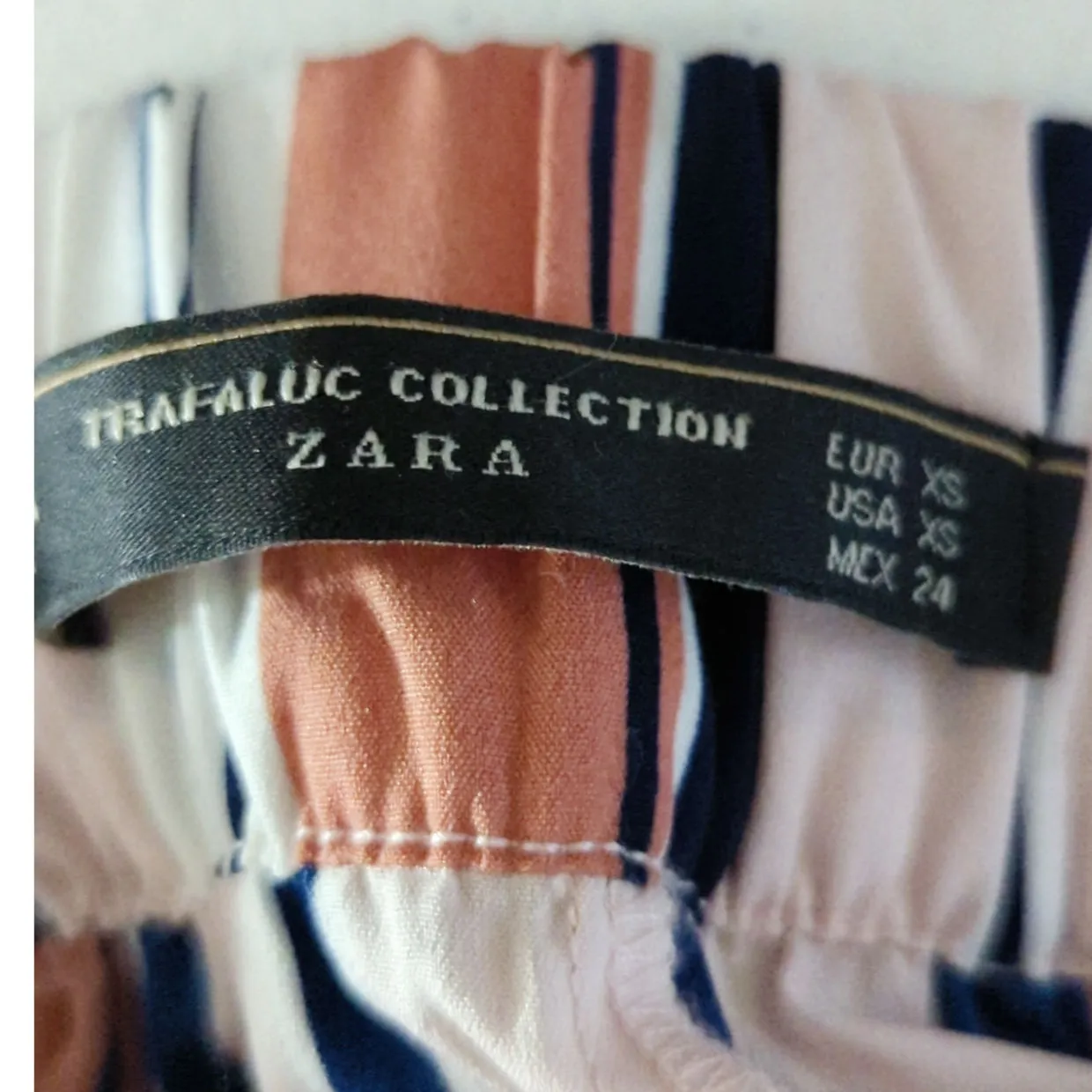 Zara Trafaluc Pink & White Striped Wide Leg Cropped Pants Women's XS - Image 10