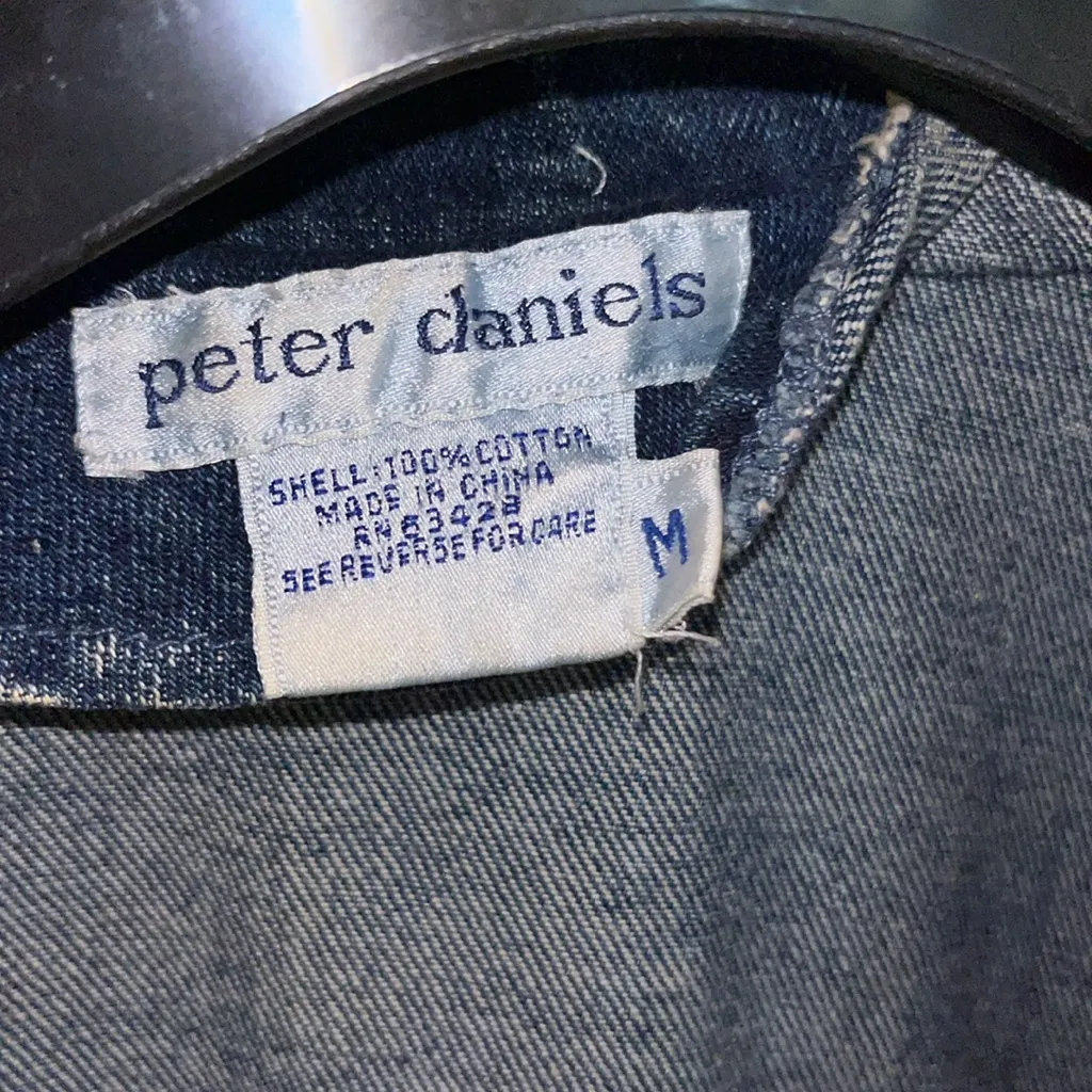 Vintage 80s Blue Acid Wash Denim Duster Coat Denim coat Jean Coat Size M - Image 6