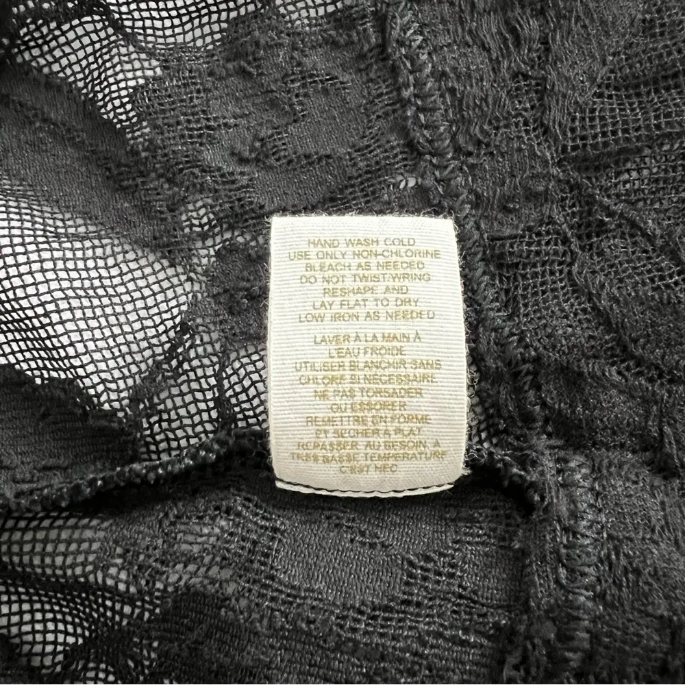 Free People Lace Sheer Mini Dress Size XS Ruffle Sleeve Embellished Square Neck - Image 9