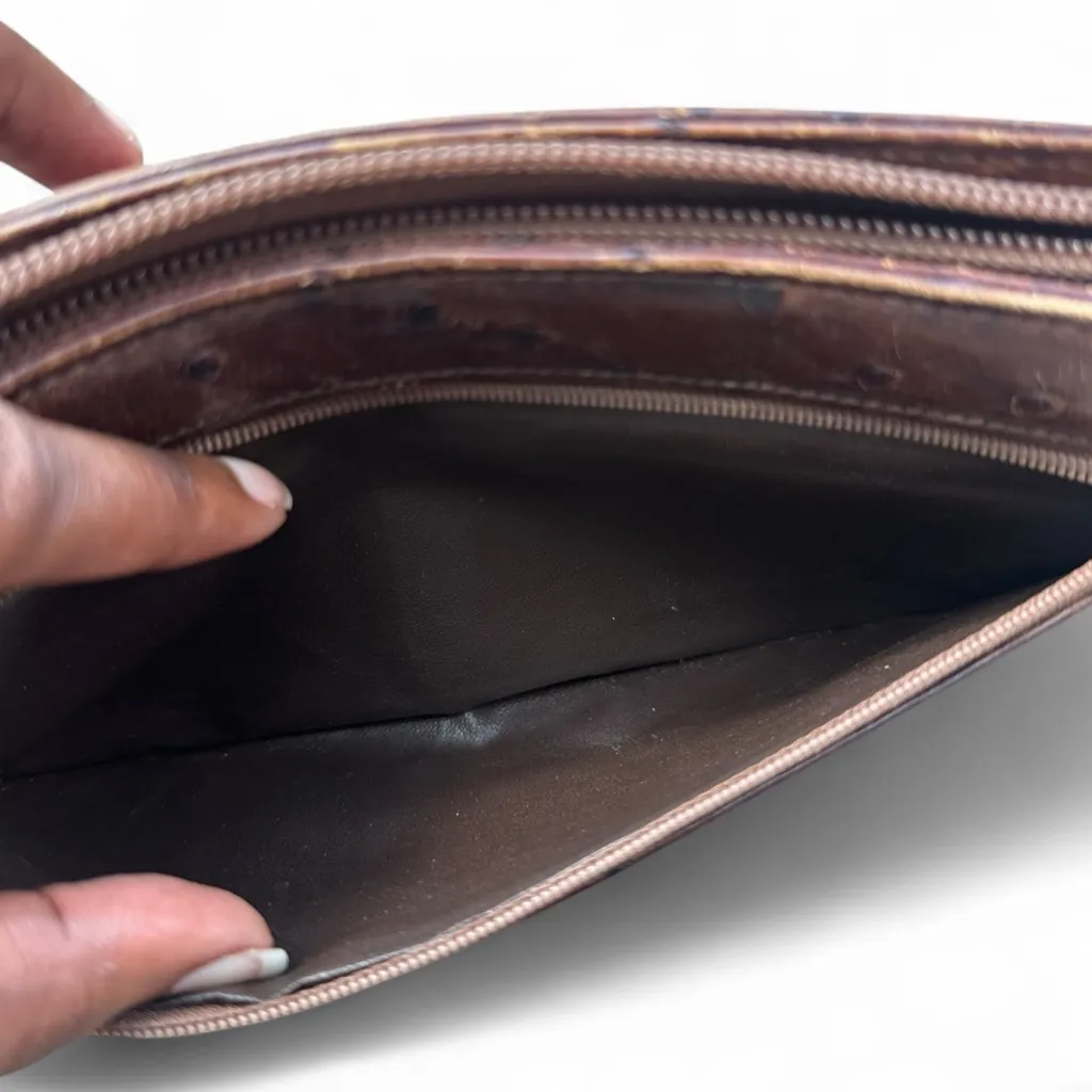 Vintage Ostrich Leather Clutch Brown - Image 6