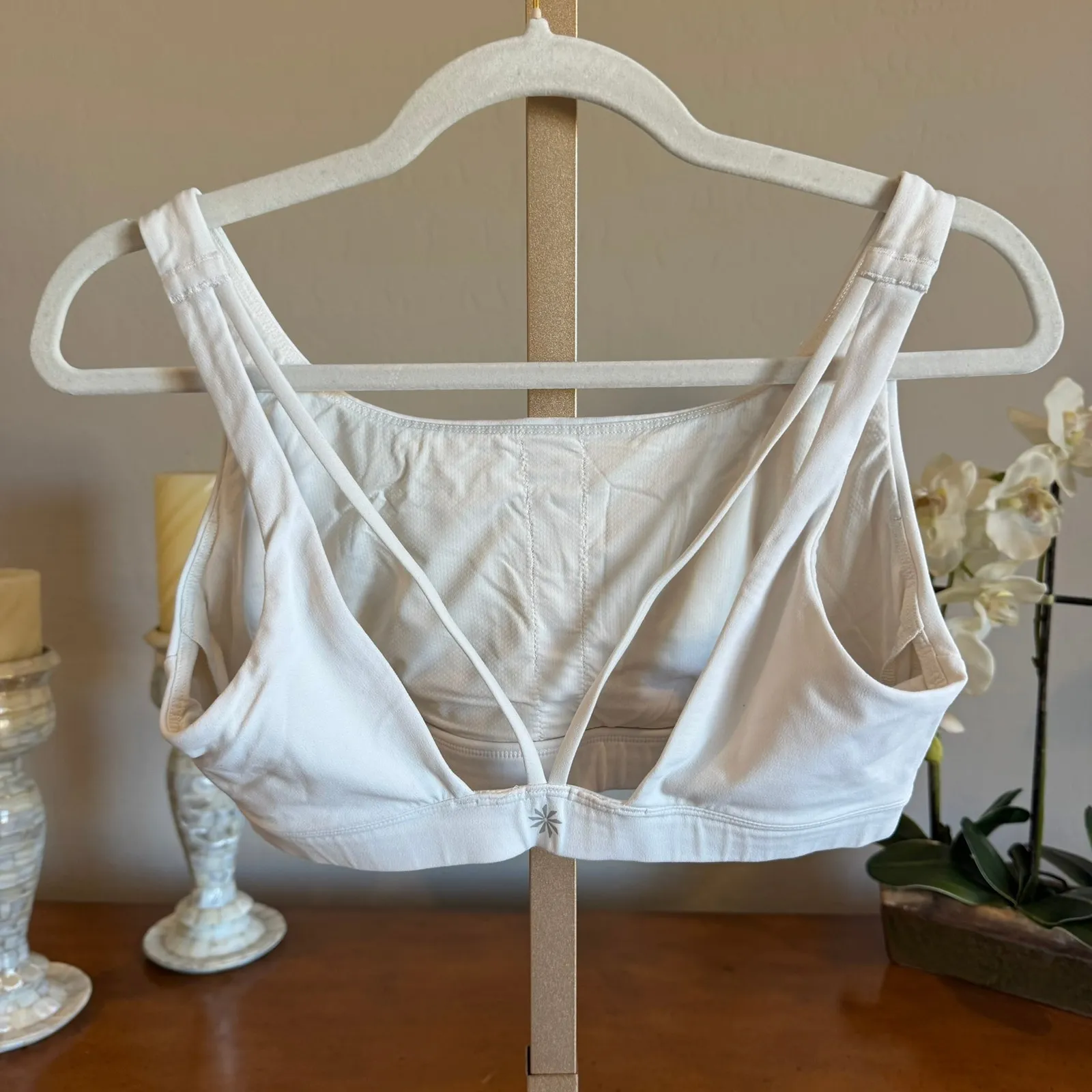 Athleta Exhale Bra White Strappy Sports Bra Medium - Image 5