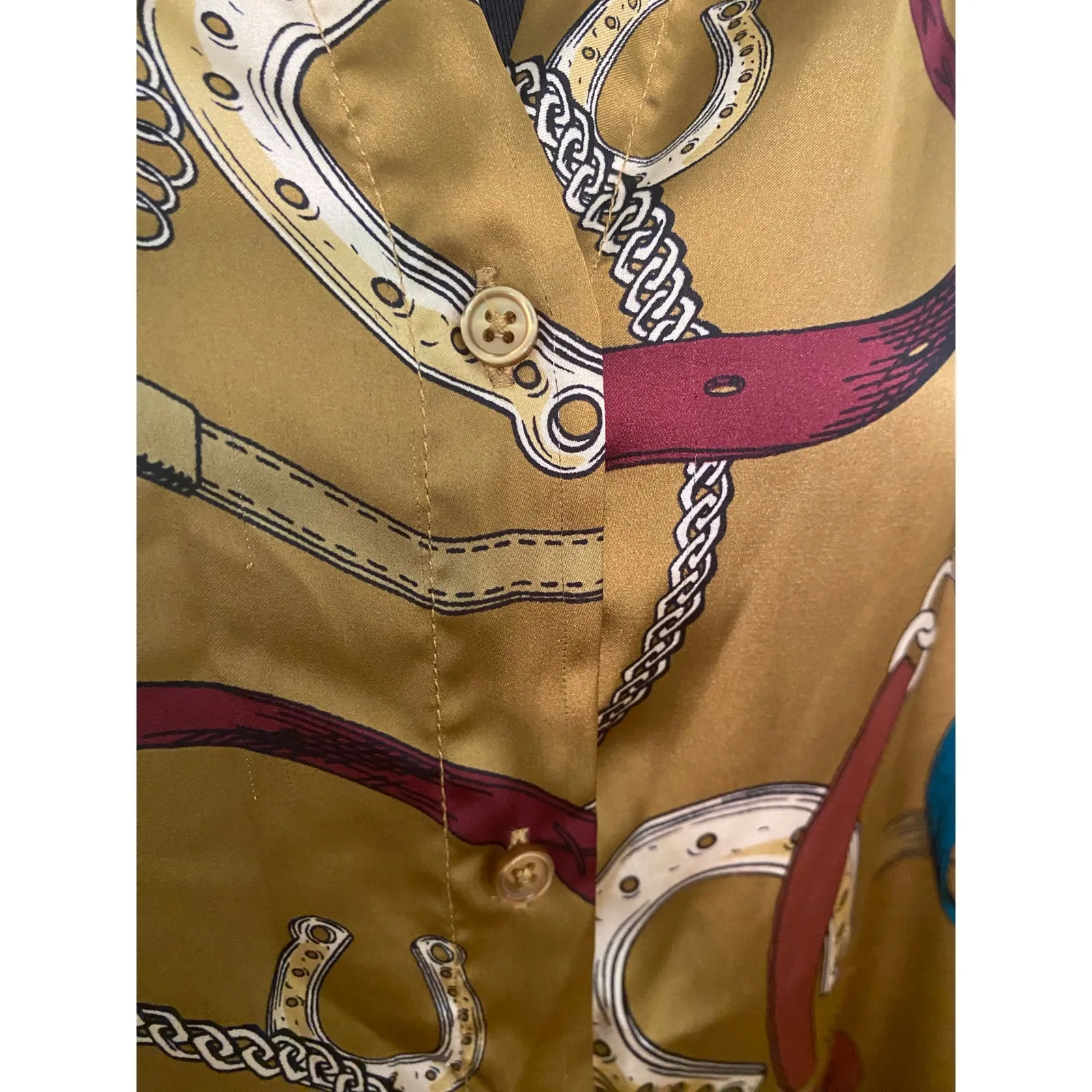 Cato Equestrian Western Silky Button-Down Long‎ Sleeve Collared Blouse XL - Image 9