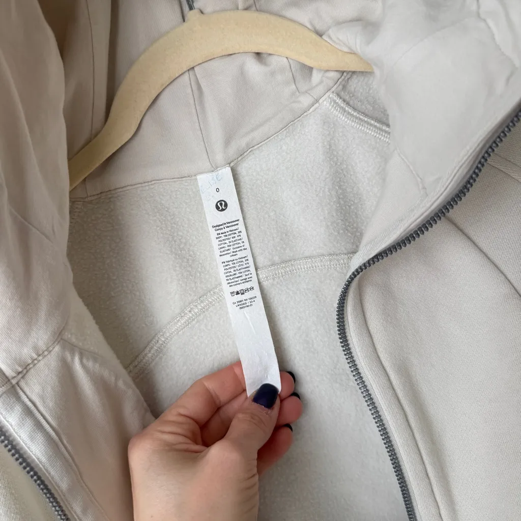 Lululemon Scuba Full-Zip Cropped Hoodie sweatshirt Bone greige jacket - Image 6