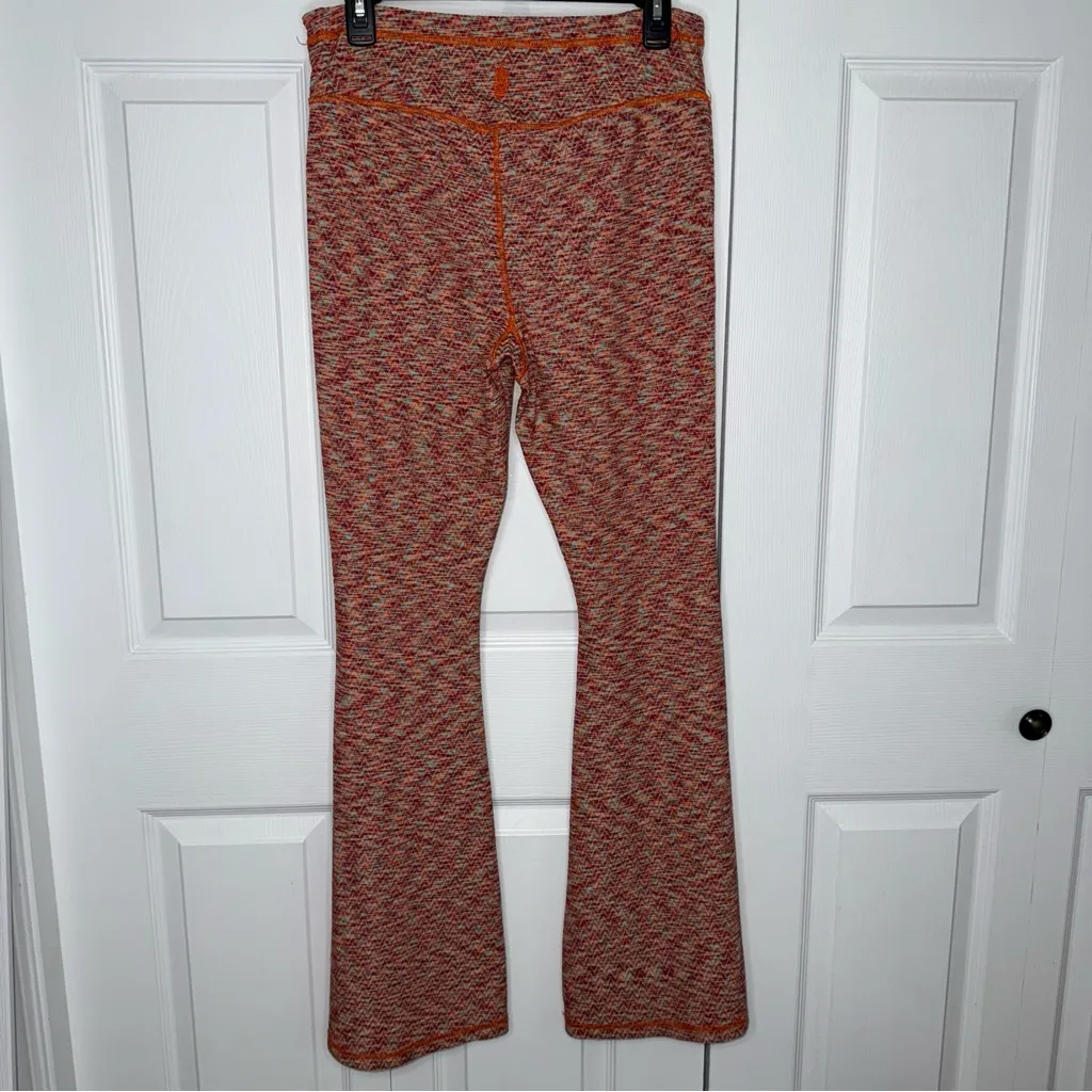 FP Movement by Free People Flow Flare Knit High Rise Marled Orange Leggings US L Size L - Image 4
