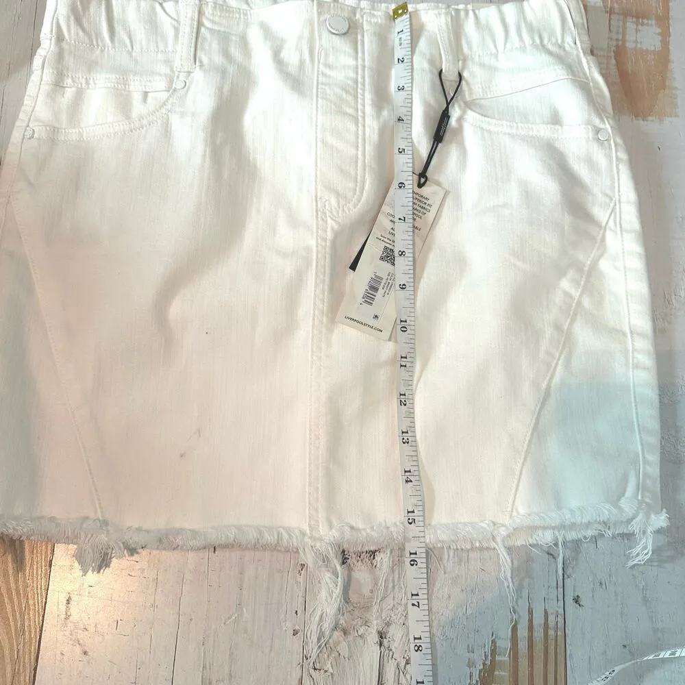 Liverpool Gia Glider Pull-On Skirt  Fray Hem Side Gusset White US 8 Petite - Image 13