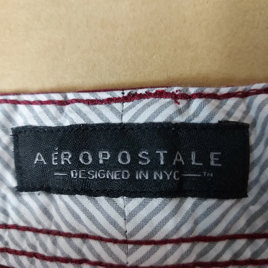 Aeropostale Maroon Twill Shorts 4 Summer Preppy Classic Cherry Girl Minimalist - Image 12