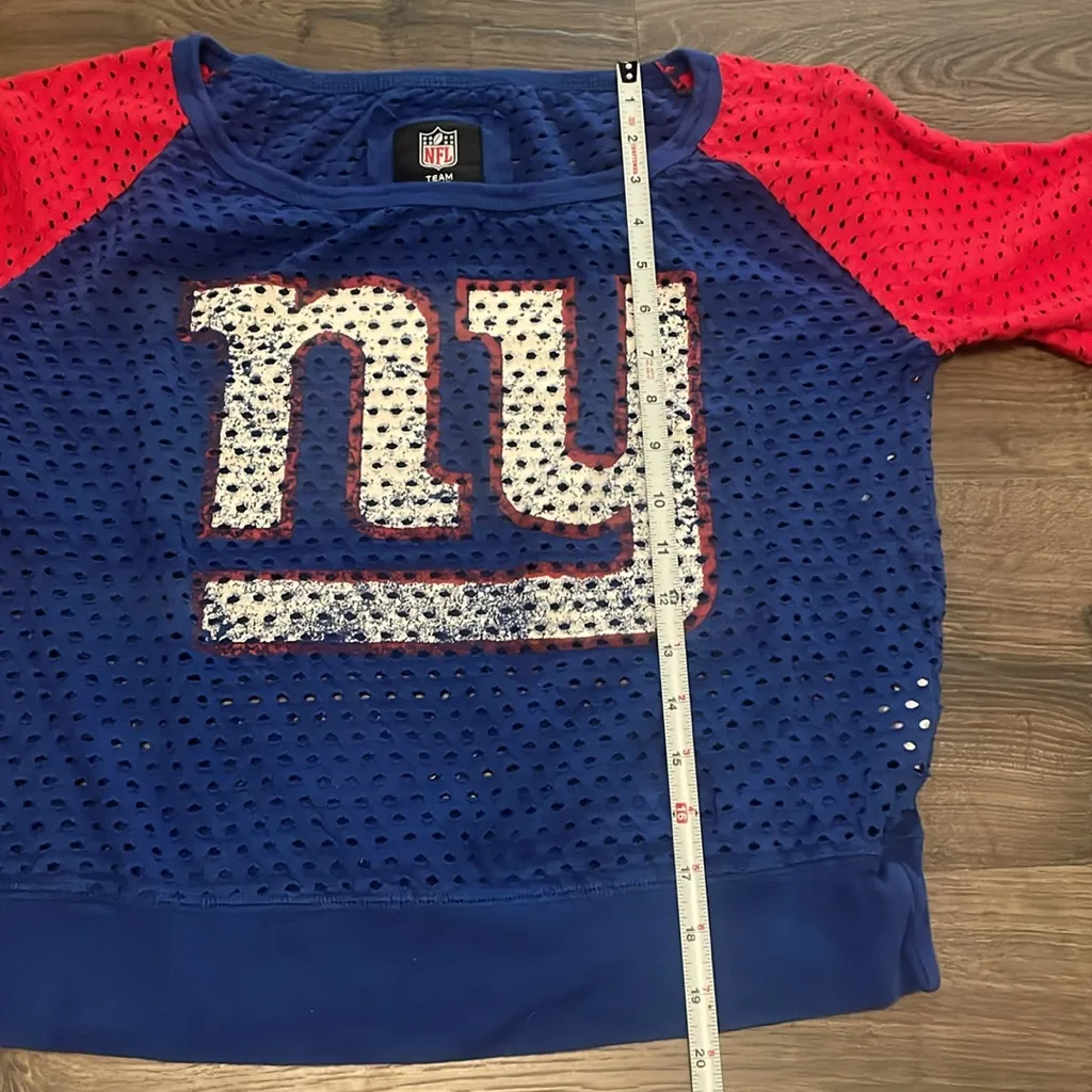 NFL Team Apparel New York Giants Women's Red & Blue Mesh Crew Neck Top, Sz Large - Image 5
