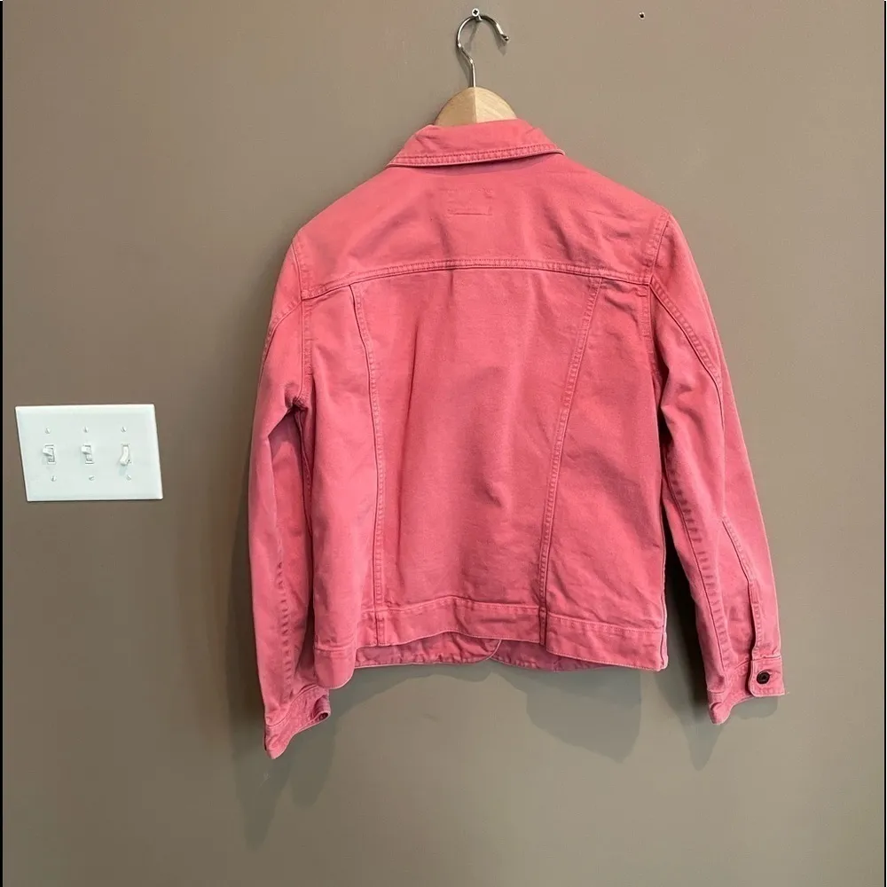 L.L. Bean Button Front‎ Cotton Jean Jacket in Pink Size Medium - Image 4