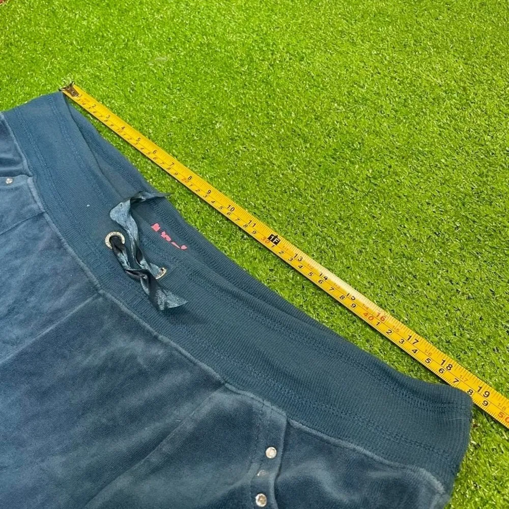 Vintage‎ Y2K Apollo Women's 1X Velour Rhinestone Heart Sweatpants Blue Size XL - Image 5