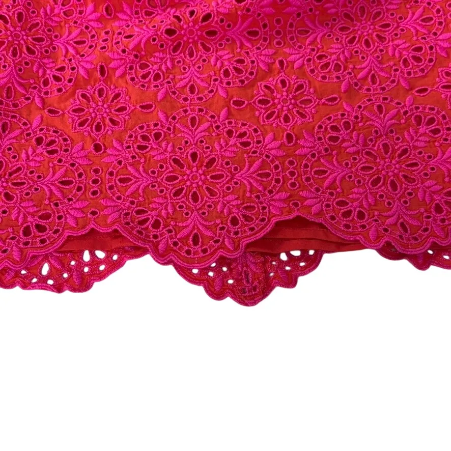 J. Crew‎ Laced Courtney Dress Sz 8 Pink Orange Crochet Open Back Feminine - Image 9