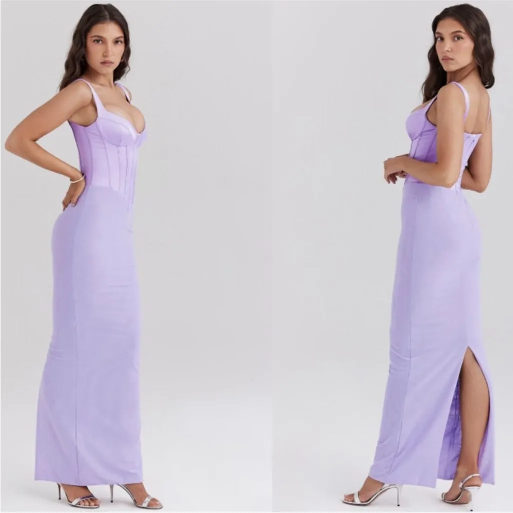 HOUSE OF CB  'Breeze' Orchid Satin Corset Maxi Dress NWOT size‎ M - Image 13