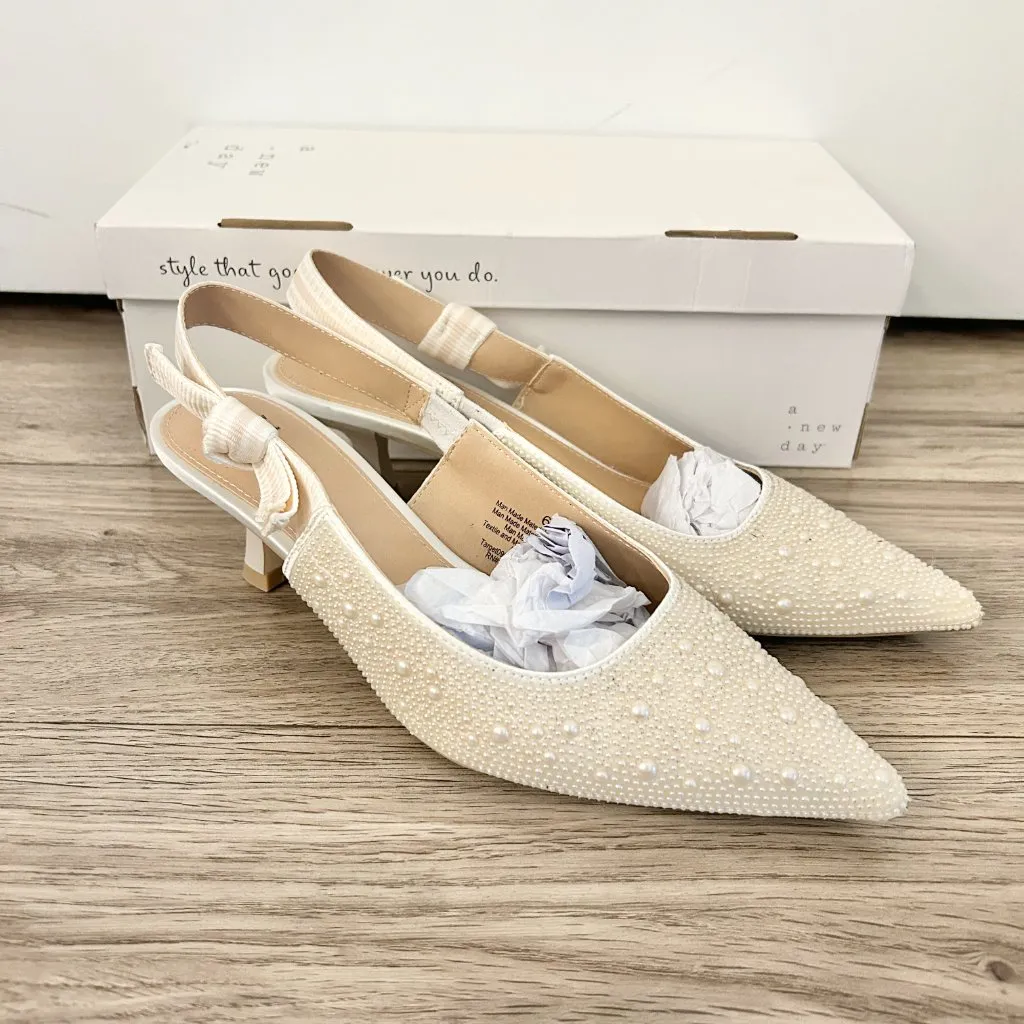 A new day Women's Milan Slingback Heels Ivory Pearl Size 6.5 - Image 3