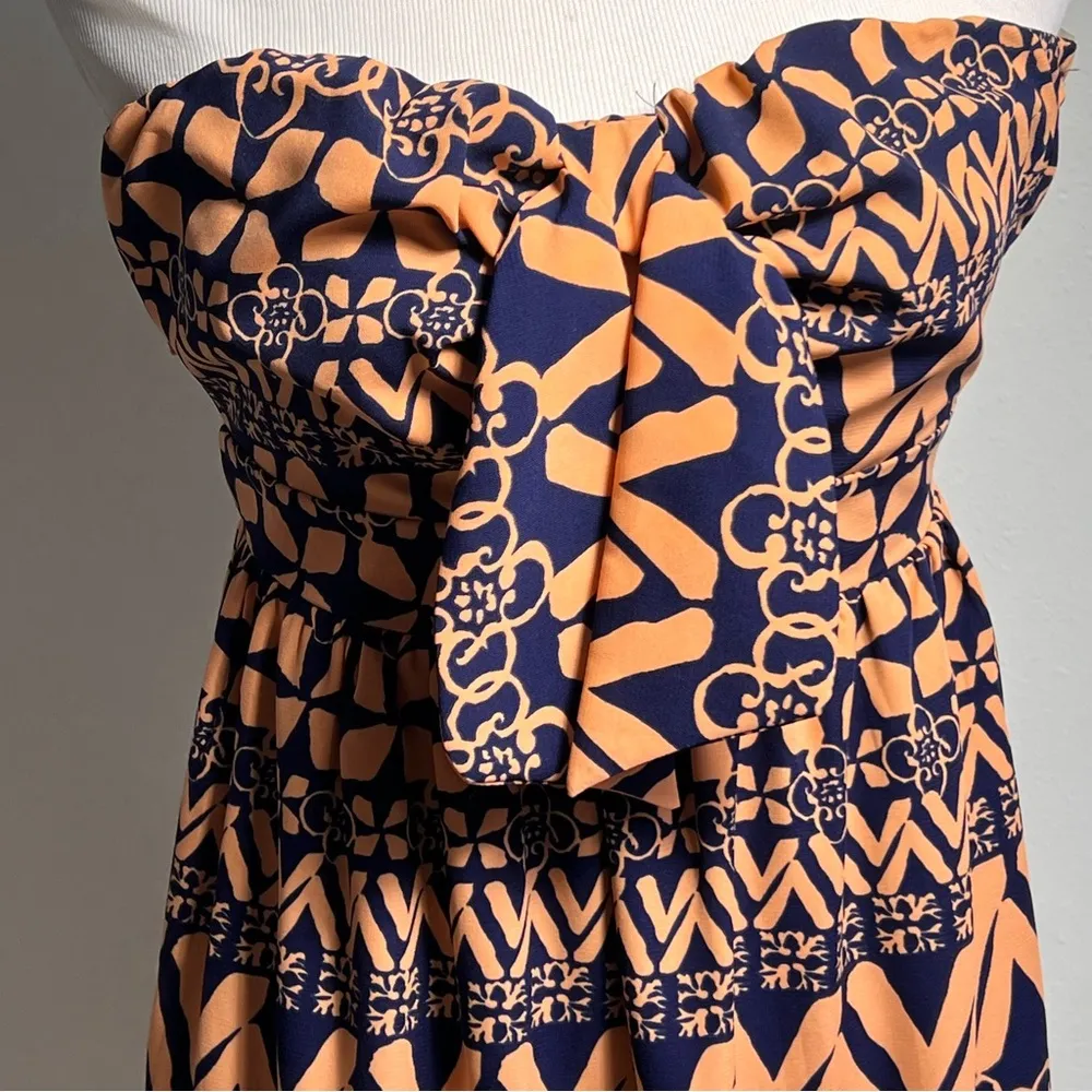 PRIMI STRAPLESS DRESS small short lined blue orange - Image 7