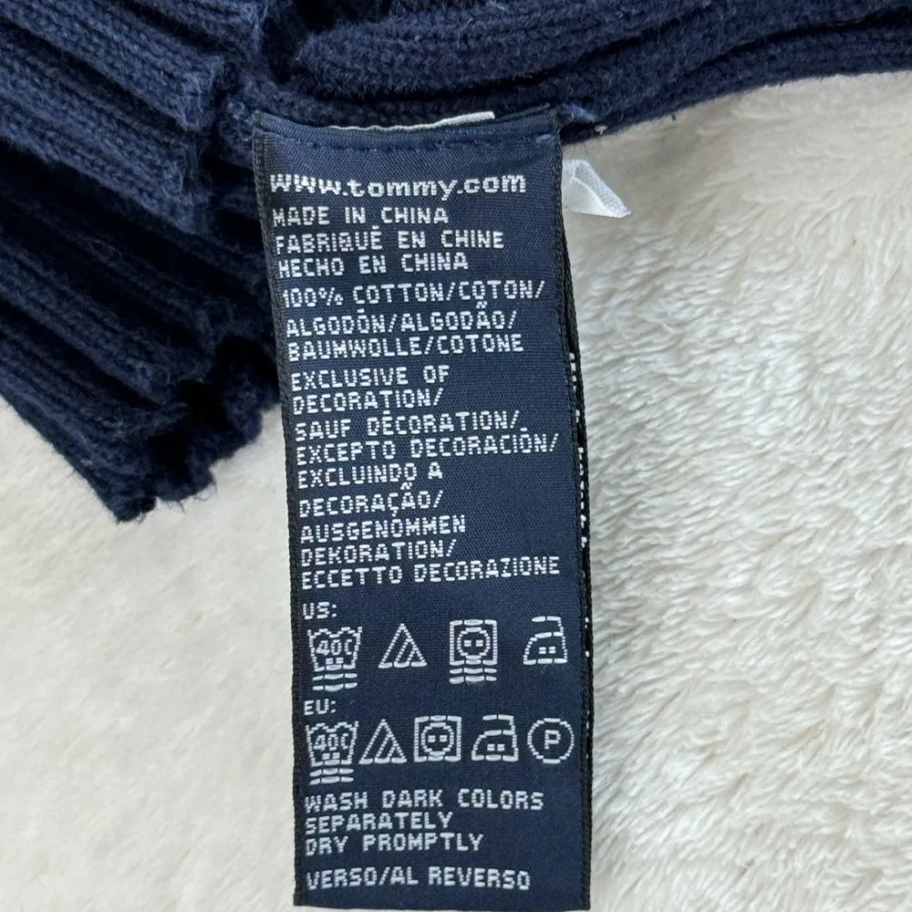 Vintage Y2K Tommy Hilfiger Spellout Logo‎ Sweater Womens Size L Navy Ribbed Snap - Image 12