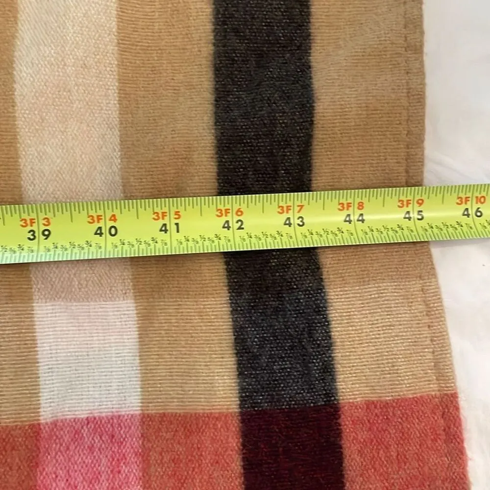 Woolrich Striped Plaid Open Front Wrap Shawl Womens One Size Fringe - Image 6