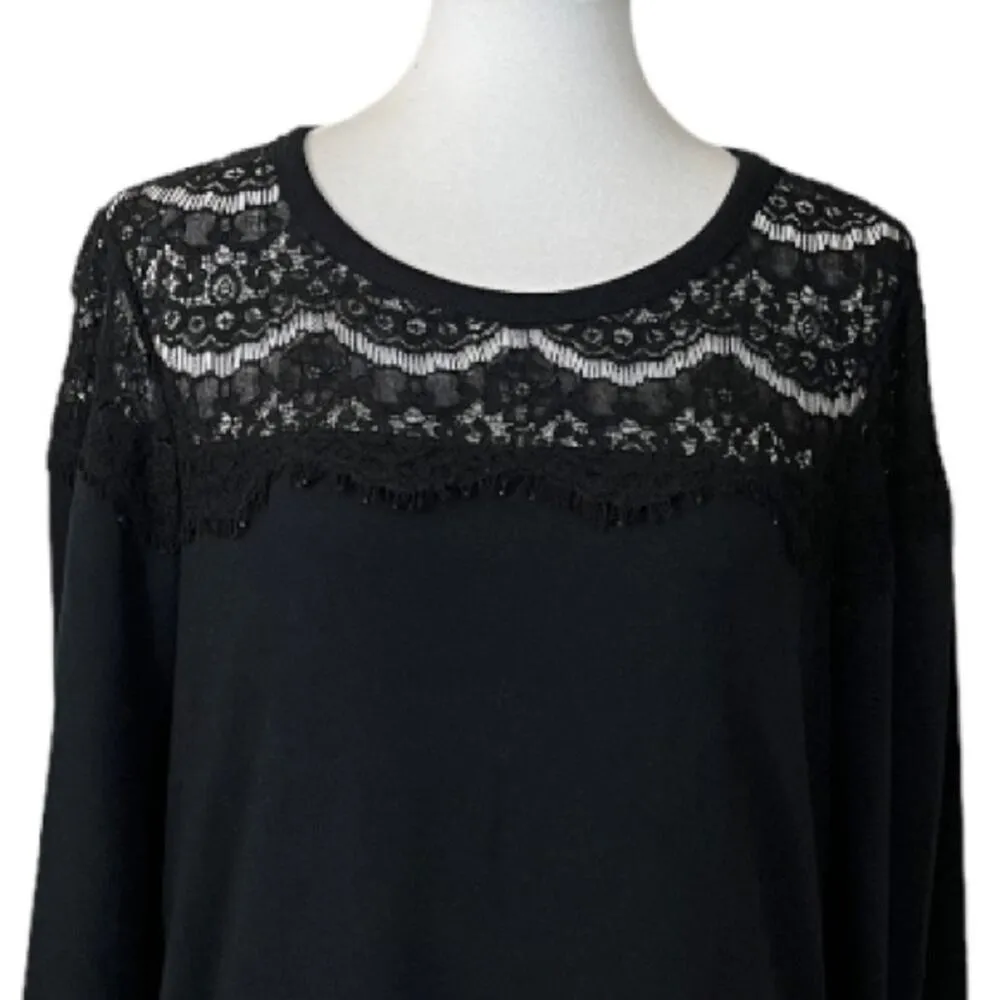 Westport Dressbarn Lace Trim Long Sleeve Sweatshirt Dress Women's Size Large - Image 5