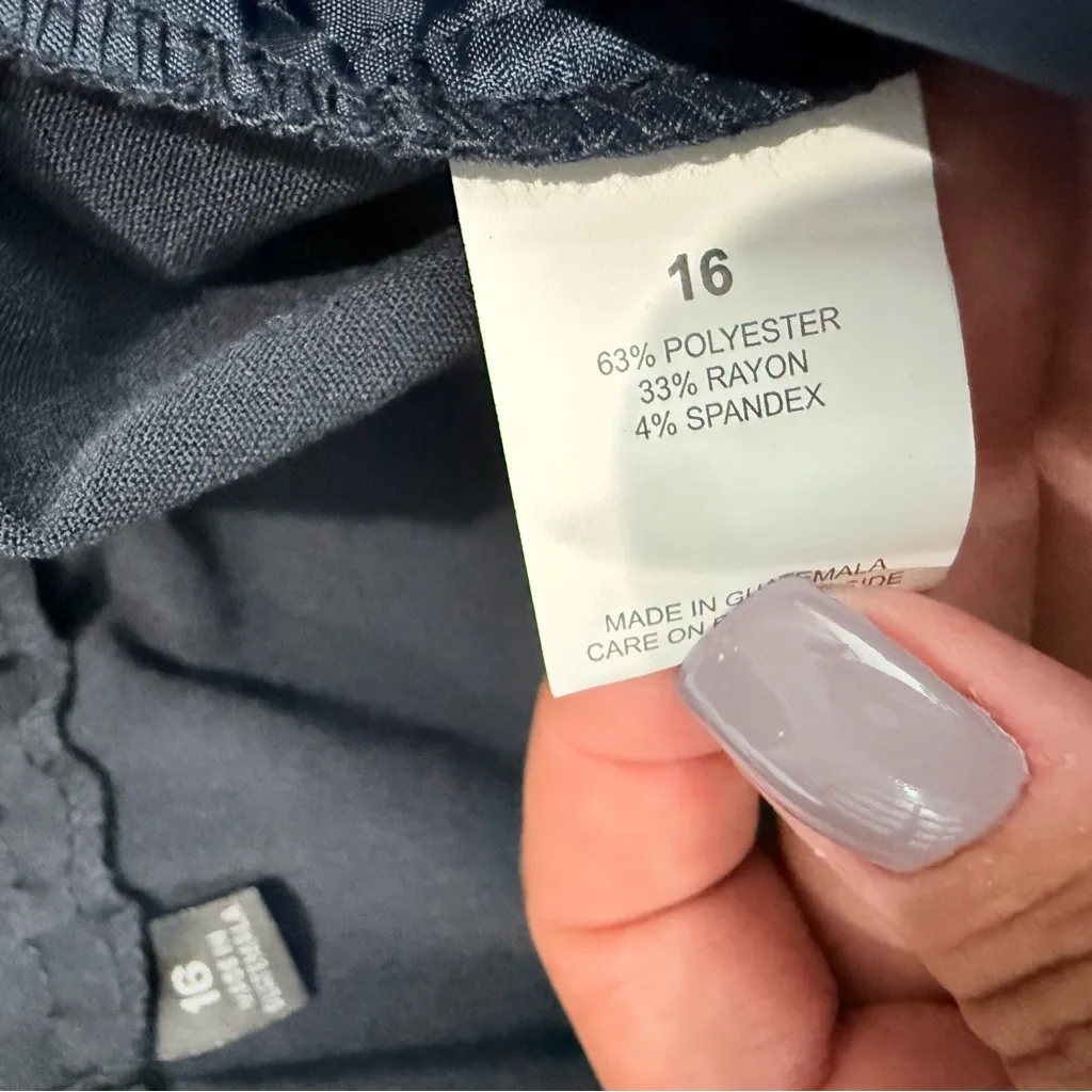 NWT Briggs Comfort Waistband Hidden Elastic Navy Pants Pull On w/ Pockets Sz 16 - Image 5