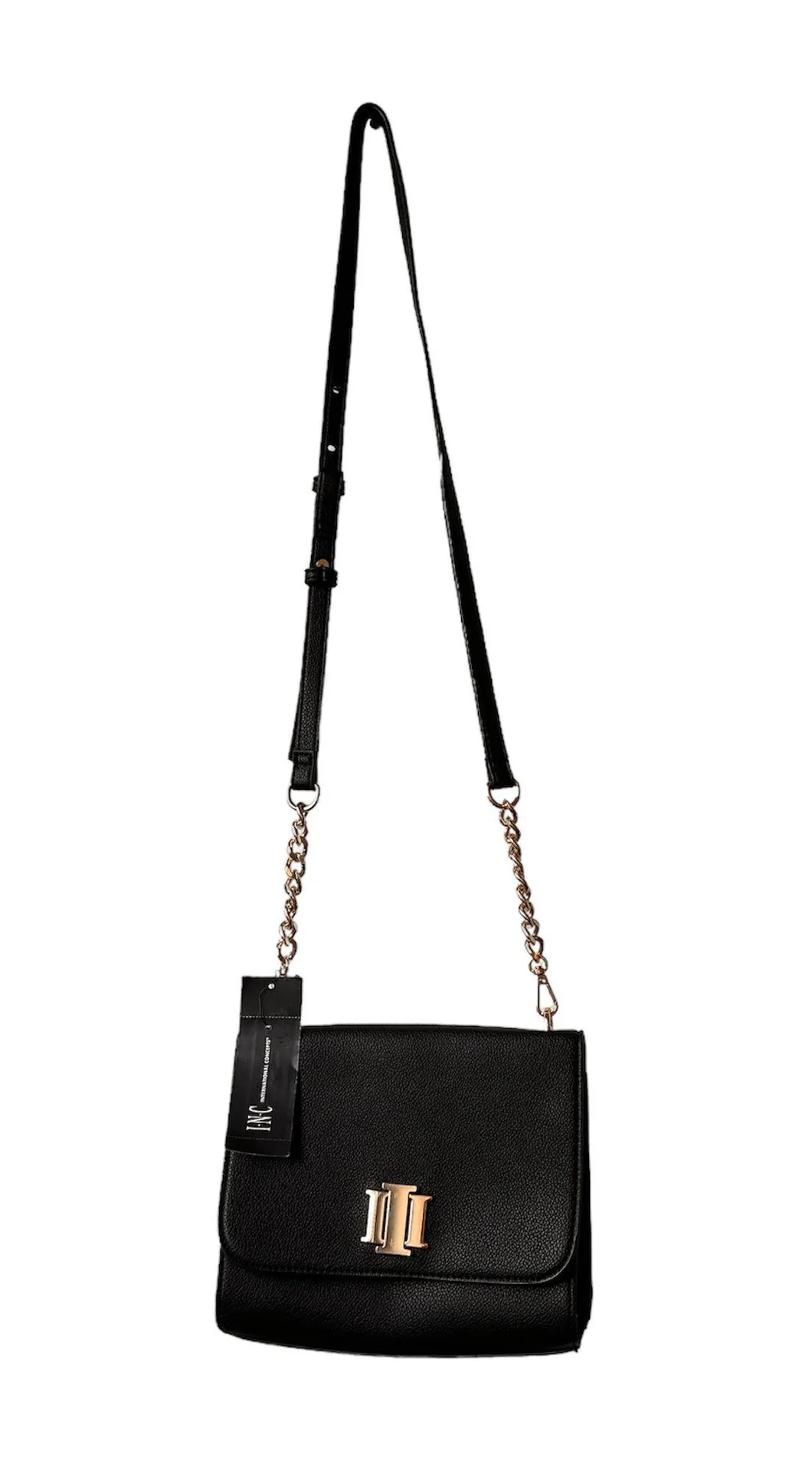 international concepts black leather chain strap crossbody handbags - Image 3