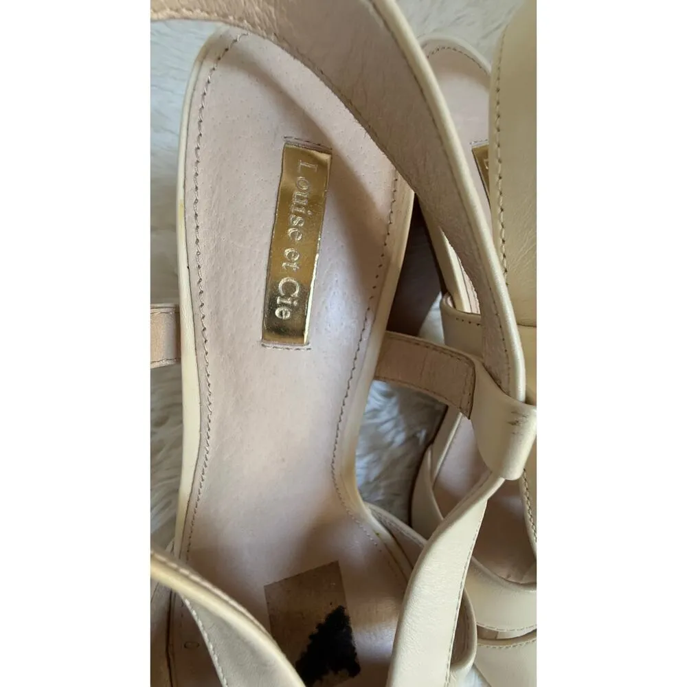 Louise et Cie White Leather Slingback Sandals Size 8M Block Heel Crisscross - Image 10