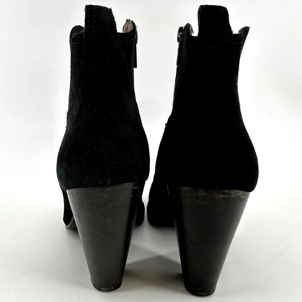 FRYE Madeline Boots Side Zip Stacked Heel Short Suede Western Bootie Black 11M - Image 5