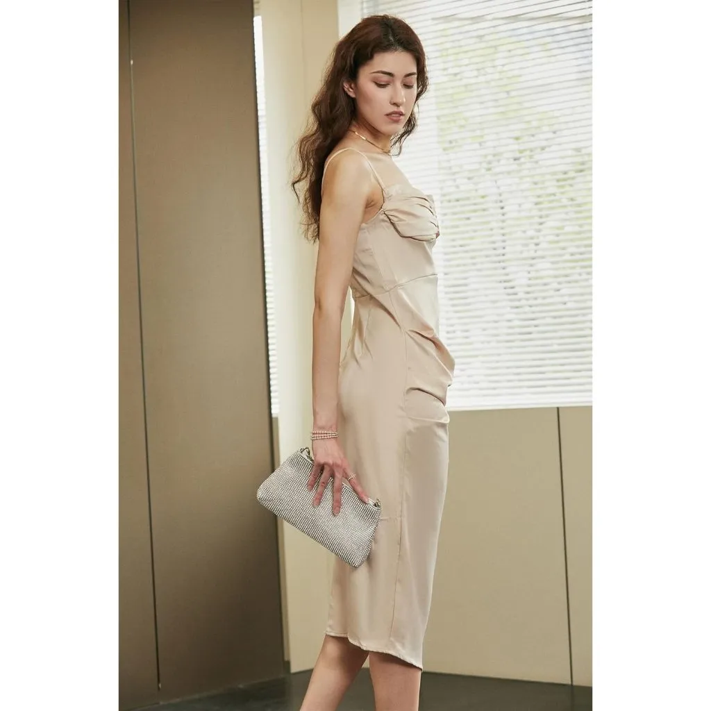 ⚡ Women's Beautiful Rhinestone Sparkly Handle Chain Evening Clutch Bag Silver - Image 3