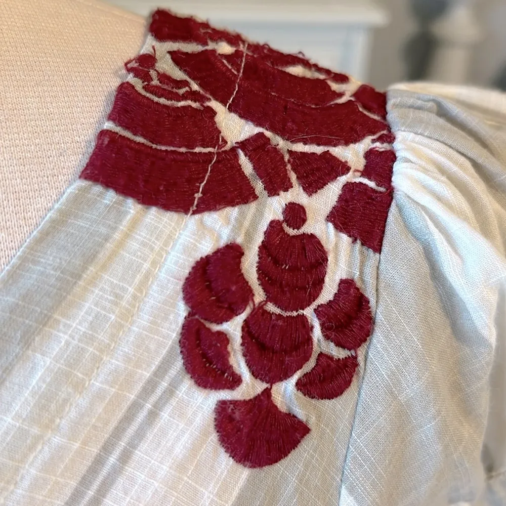 Anthropologie Lithe Top Cotton Shirt Womens 2 Peplum Puff Short Sleeve - Image 4