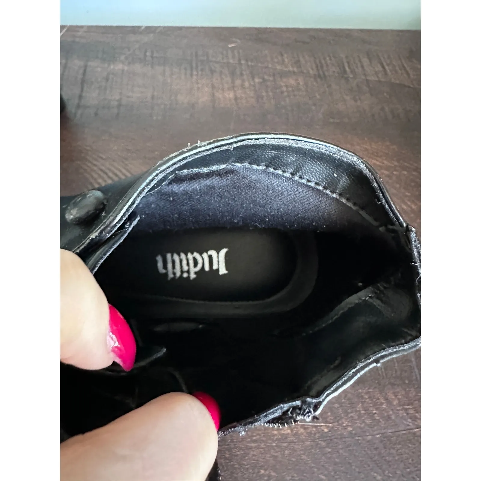 Judith Y2K Wellington Black Side Zip Loop & Button Ankle Boots Size 8.5 - Image 5