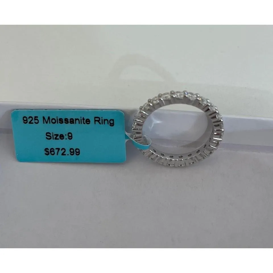 NEW! 2.22 CTW Moissanite 3mm eternity band ring size 9 - Image 3