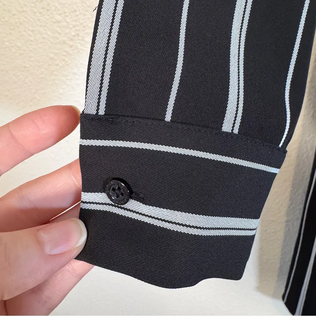 Brooks Brothers Black White Striped Shirt Dress Womens 0P Preppy Dark Academia - Image 10