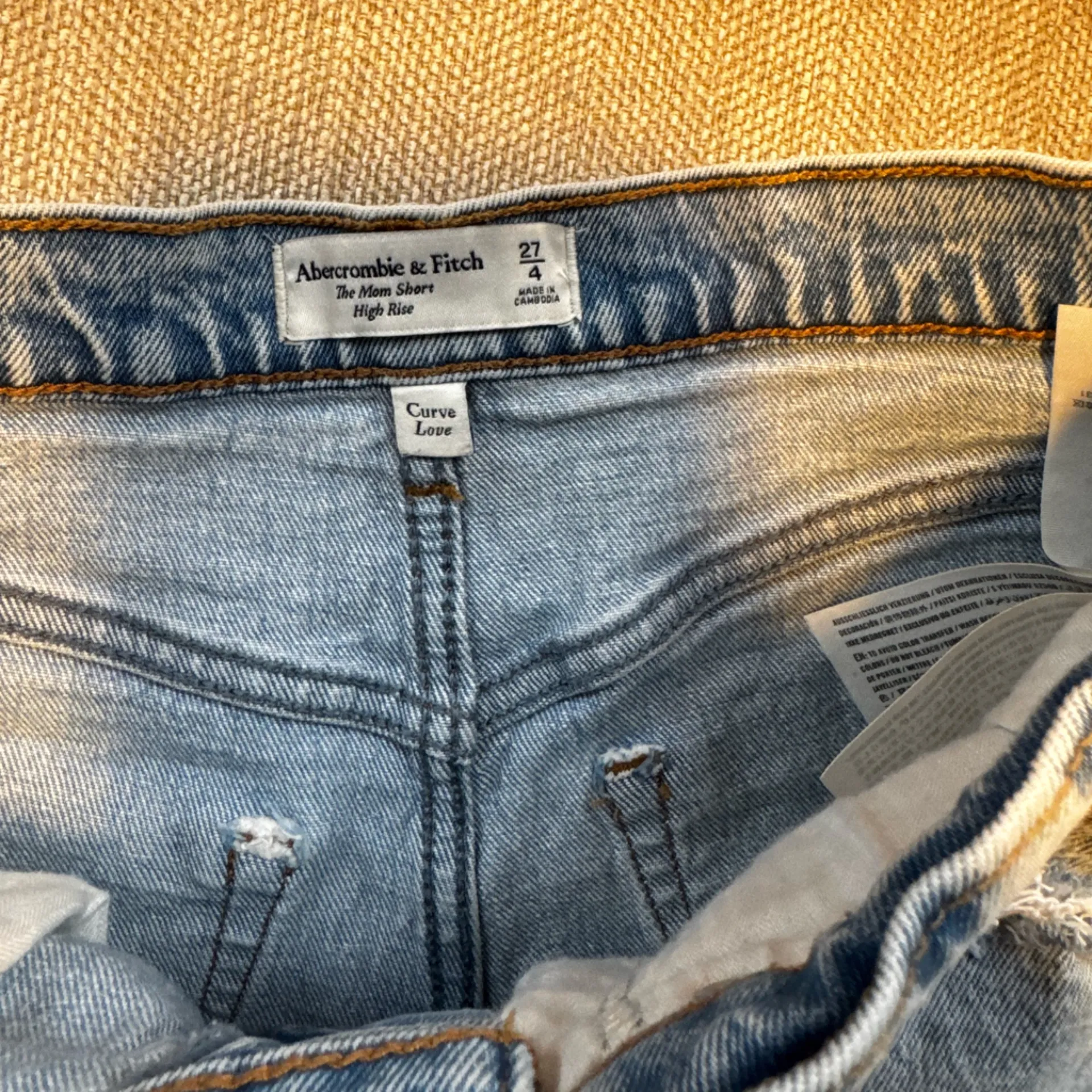 Abercrombie & Fitch Light Blue Distressed Jean Shorts Curve Love - Image 2