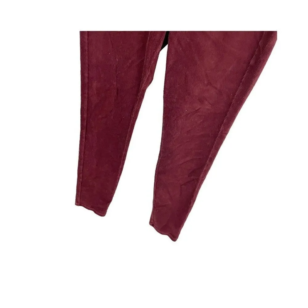 Uniqlo Womens Jeggings Pants Red Cotton BlendPull On Stretch Pockets Corduroy L - Image 4