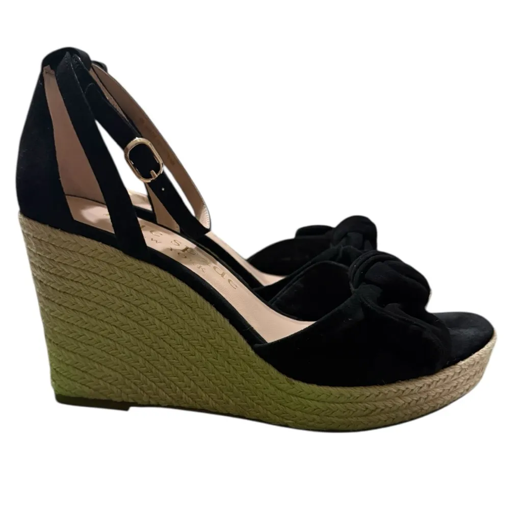 Kate Spade New York Tianna Suede Espadrille Wedge Sandals – Black (Size 9B) - Image 4