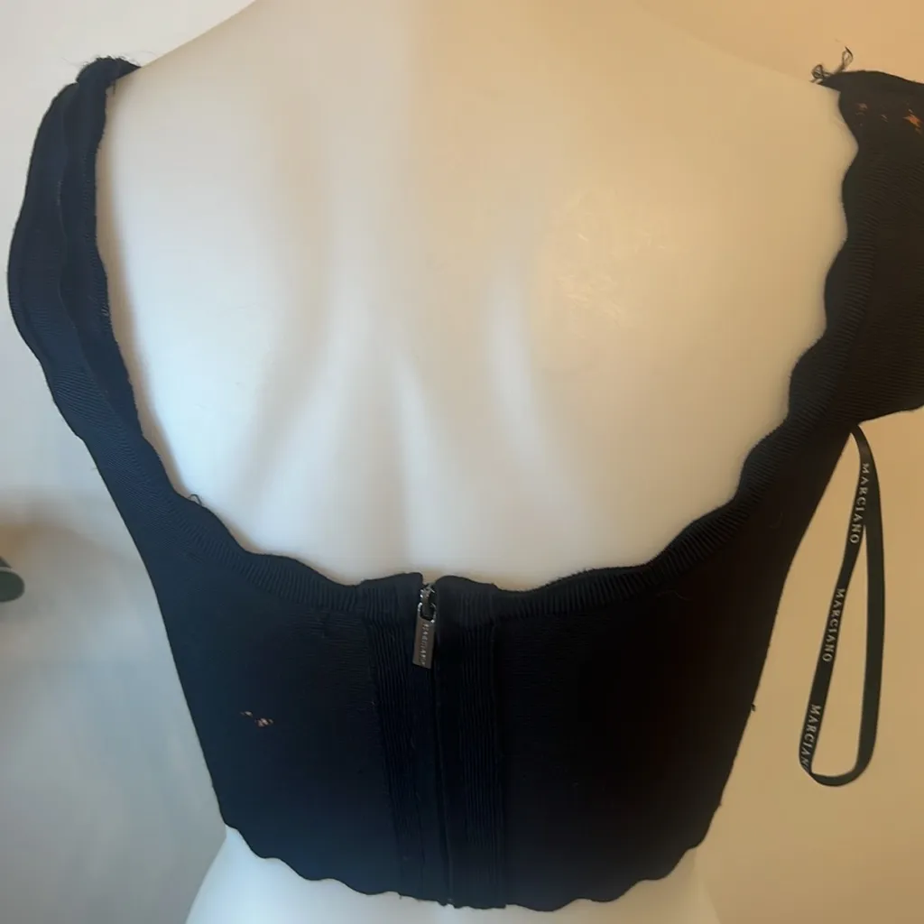 Marciano Black Gold Copper Tone Back Zip Crop Top - Image 4