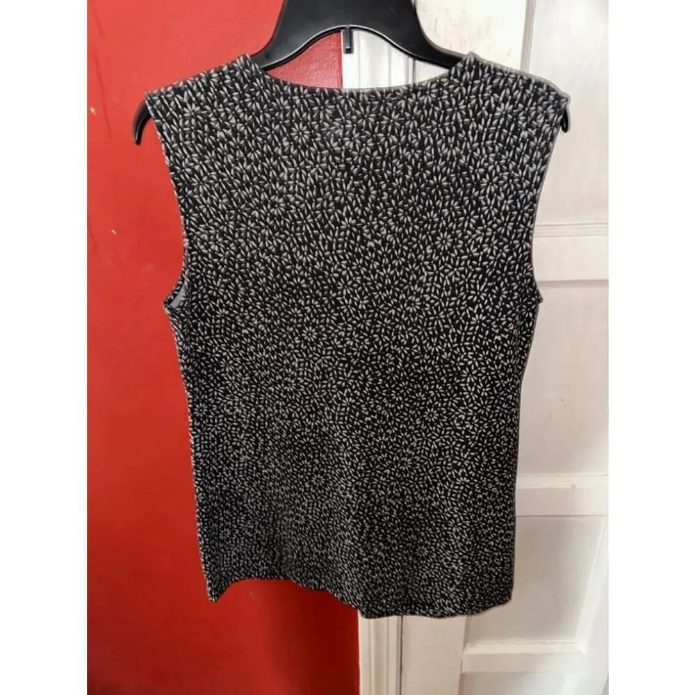 Women's Eddie Bauer Black Floral Sleeveless Top - Size L - Image 6