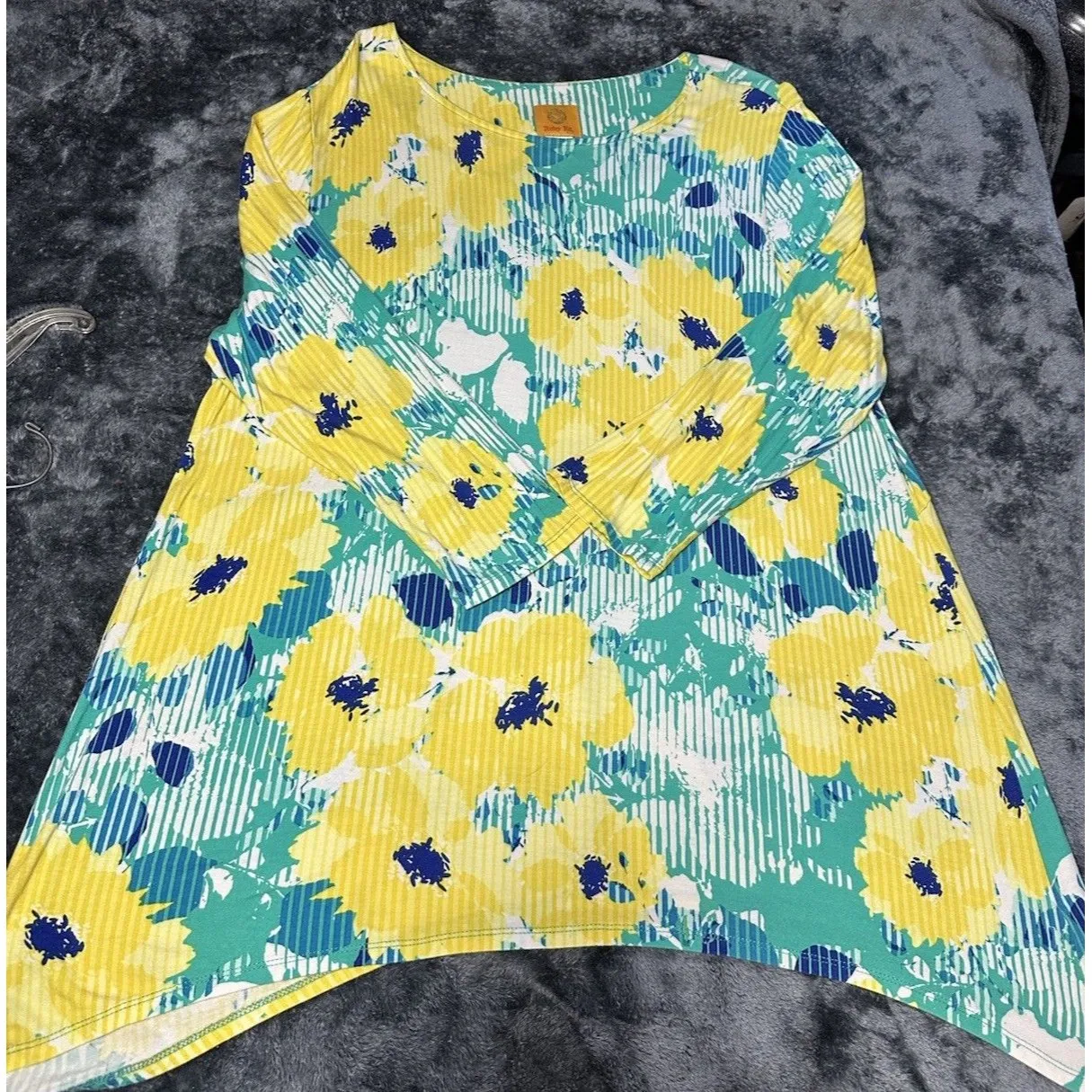 Ruby Rd Women's Blue Floral Tropical Print Blouse Size XL - Image 3