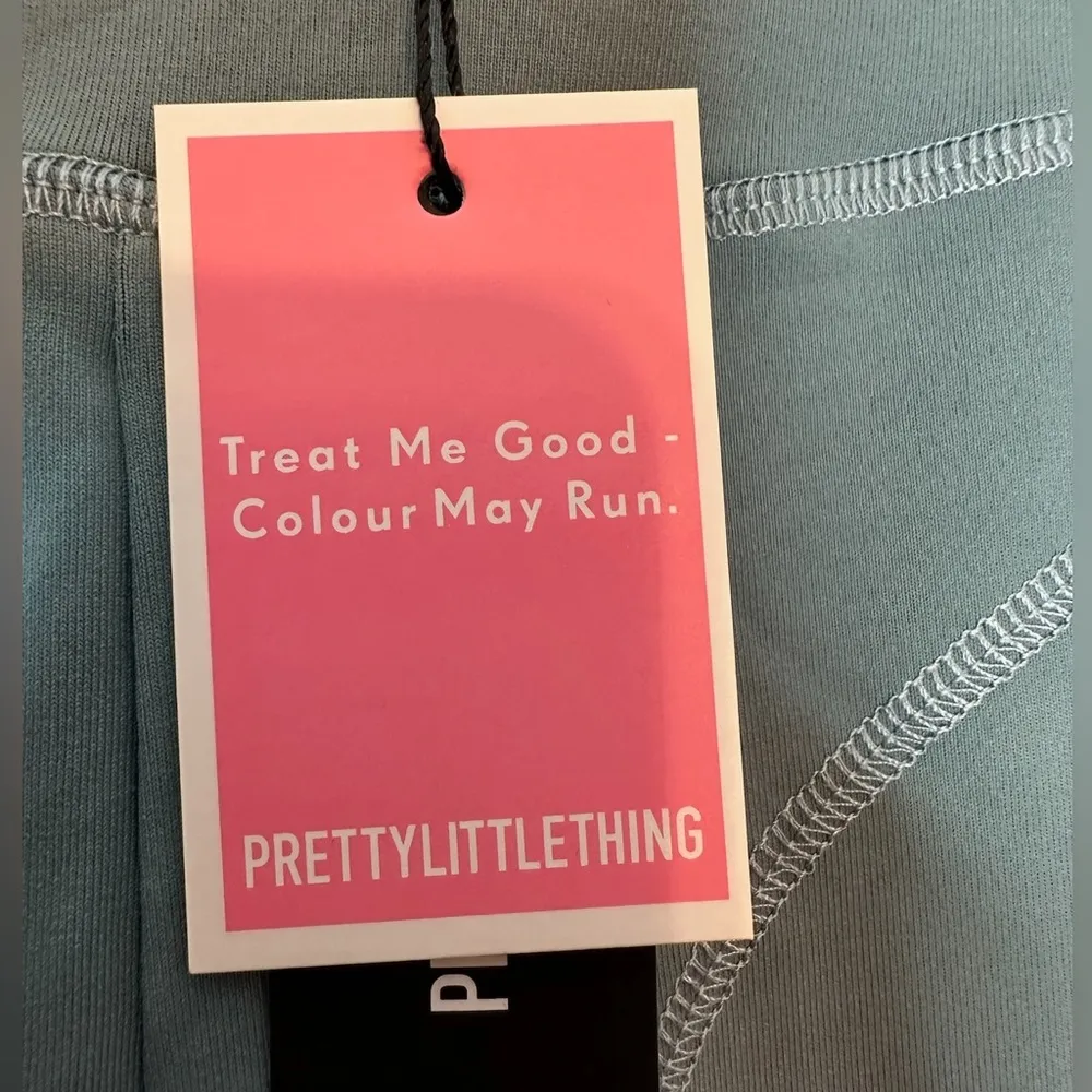 NWT Prettylittlething Steel Blue Stitch Detail Gym Leggings US Size 6 - Image 11