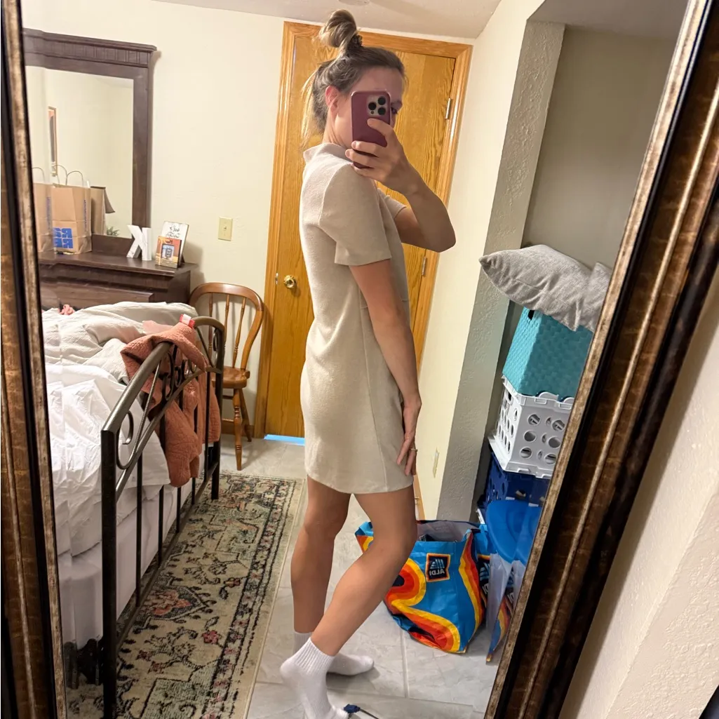 Zara Tan Mock Neck Dress Size Medium - Image 6