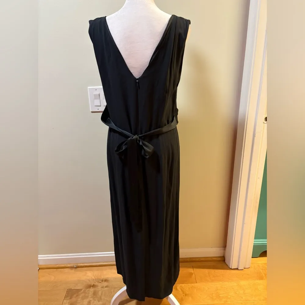Jigsaw England maxi dress satin crepe sleeveless tie back sz 6 black - Image 2