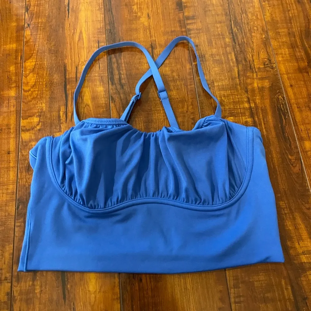 American Eagle OFFLINE By Aerie Real Me Ruched Corset Sports Bra Blue Size Small - Image 3