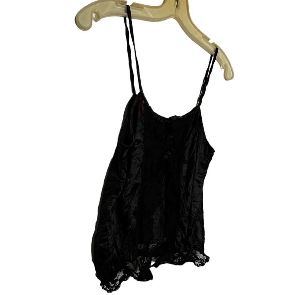 Vintage Fantasy Nightwear Black‎ Nylon Negligee Top as is Black Size M - Image 4