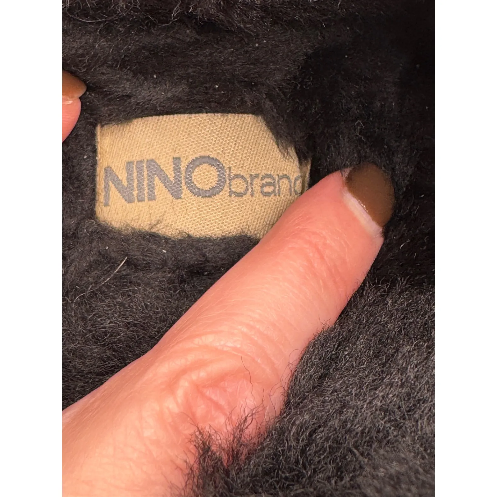 NINO Brand Shoes Women 8 Black Suede Faux Fur Trim Platform Mule Slippers Lounge - Image 10