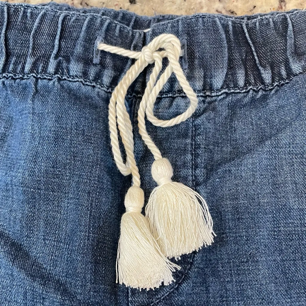 LOFT Dark Blue Jean Shorts with Drawstring - Image 2