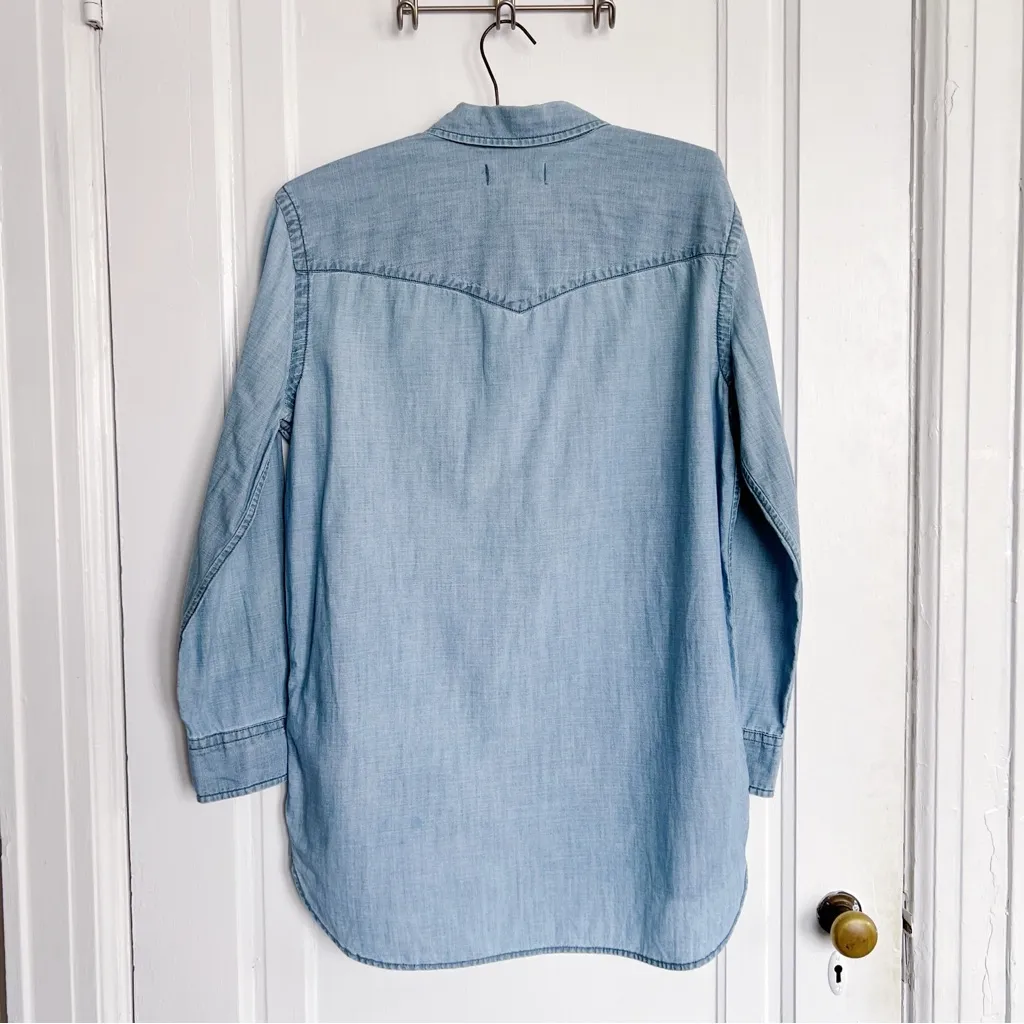 Madewell  • Oversized Chambray Boyshirt button down boyfriend shirt denim blue - Image 12