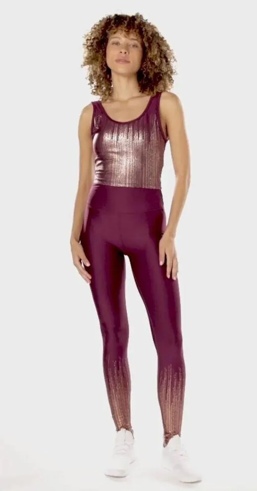 💕MARIKA💕 Marley Metallic Sports Bra + Leggings Grape Wine/ Copper Medium M NWT - Image 6
