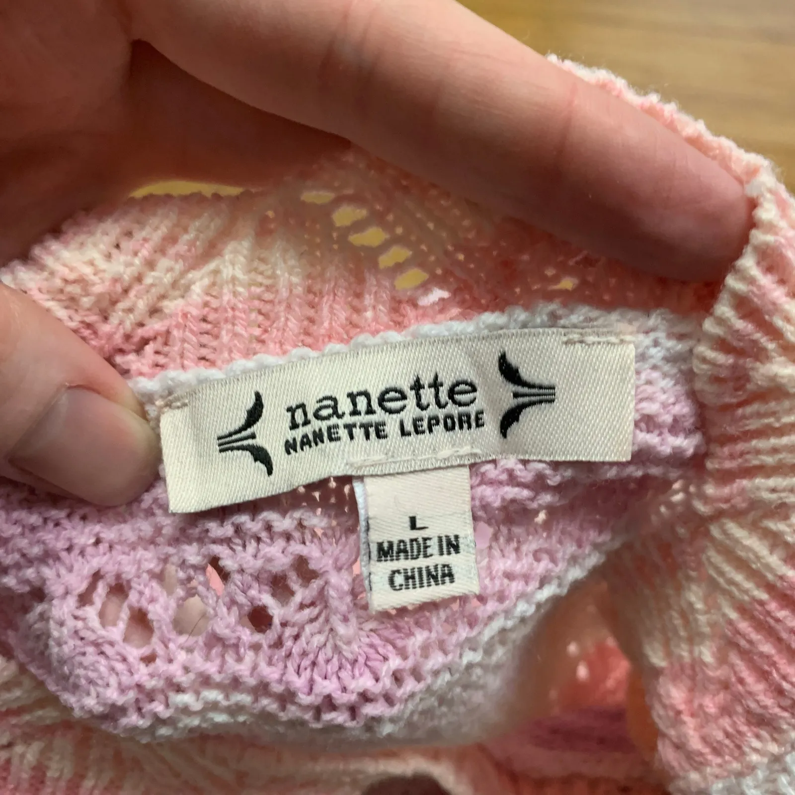 Nanette Lepore Striped Knit Sweater Cropped Short Sleeve V Neck Women's Large - Image 5