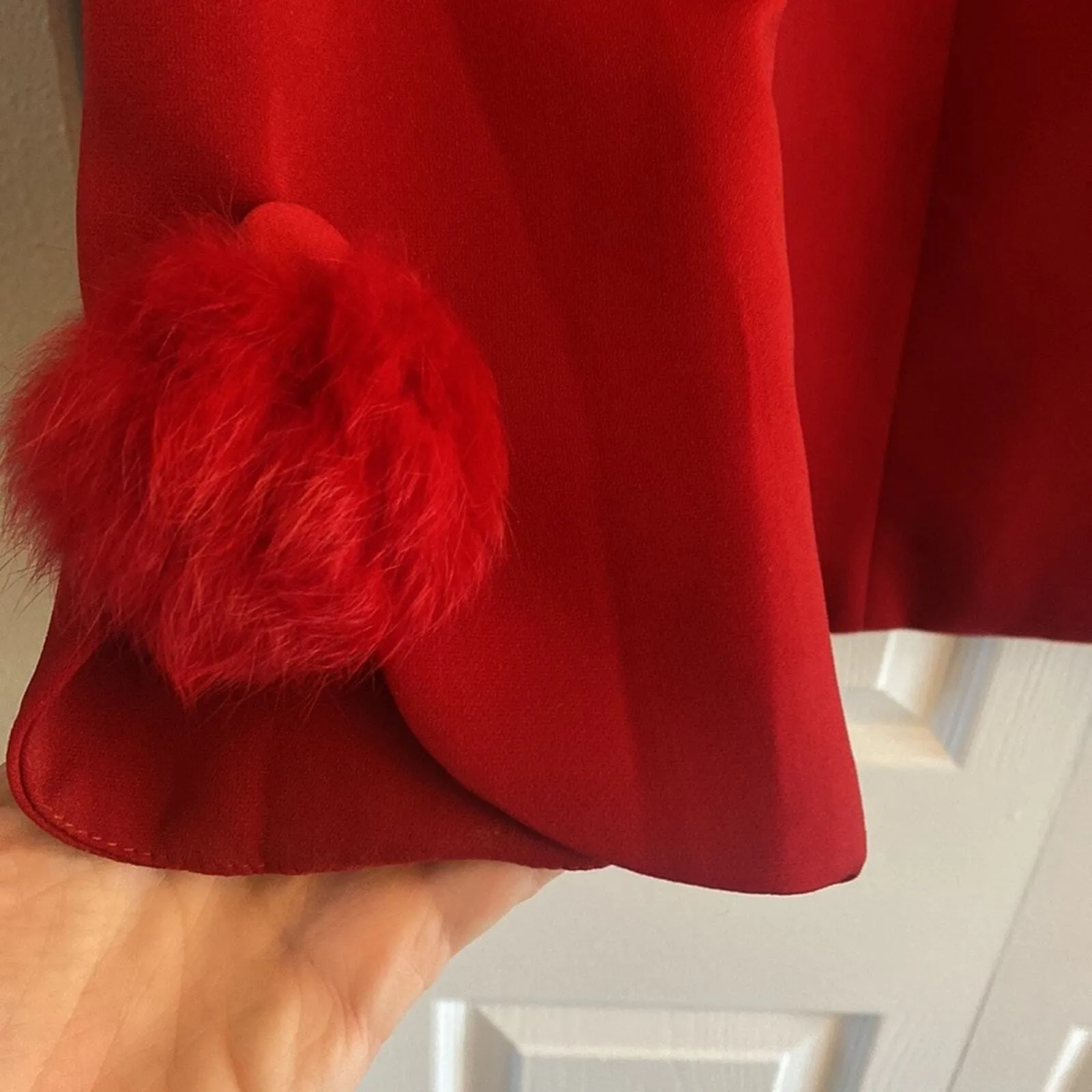 Vintage Harmony New York Red jacket with Pom Pom neckline size 14 - Image 4