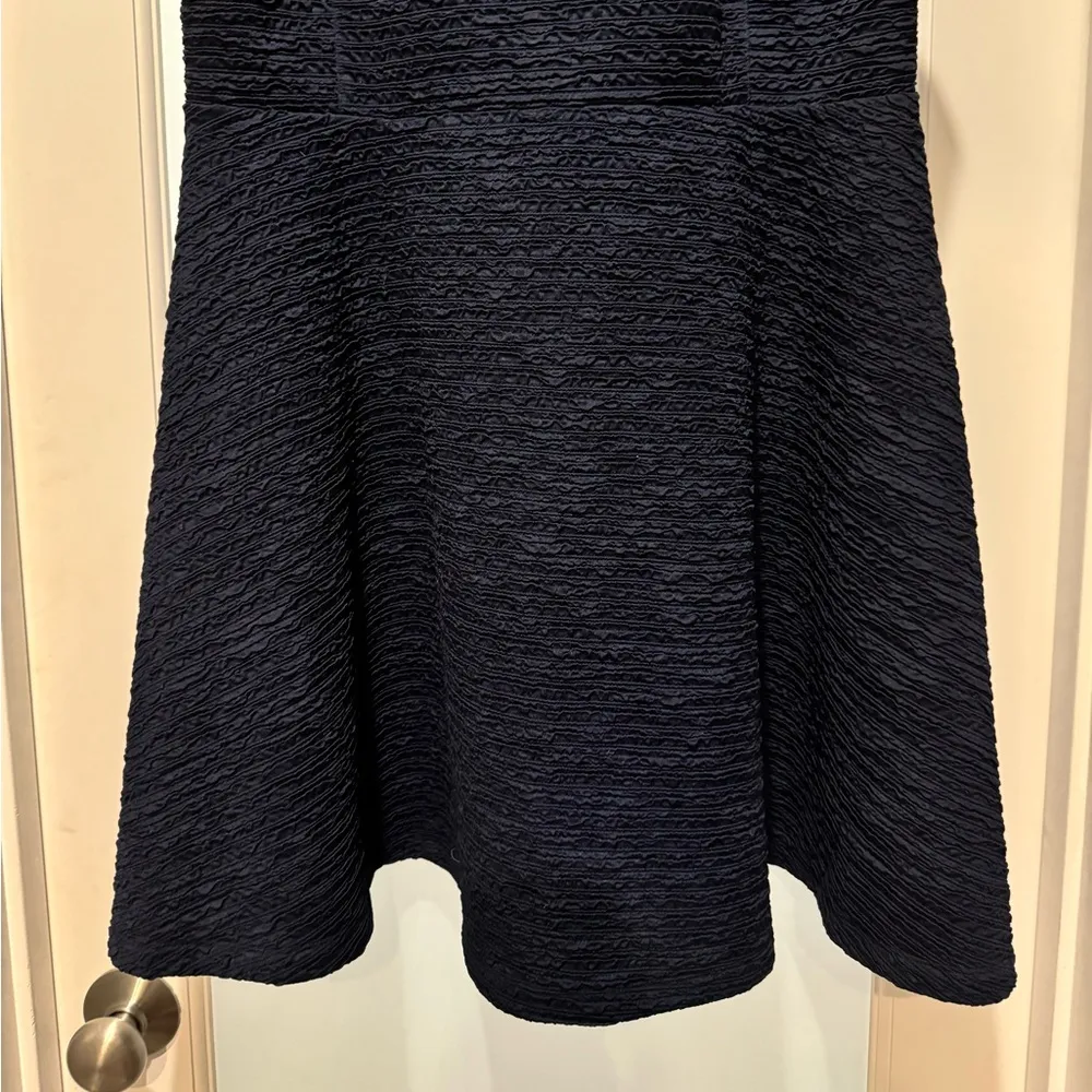 Navy Blue Size XL Sleeveless Dress Crinkle Fabric Fit & Flare - Image 3