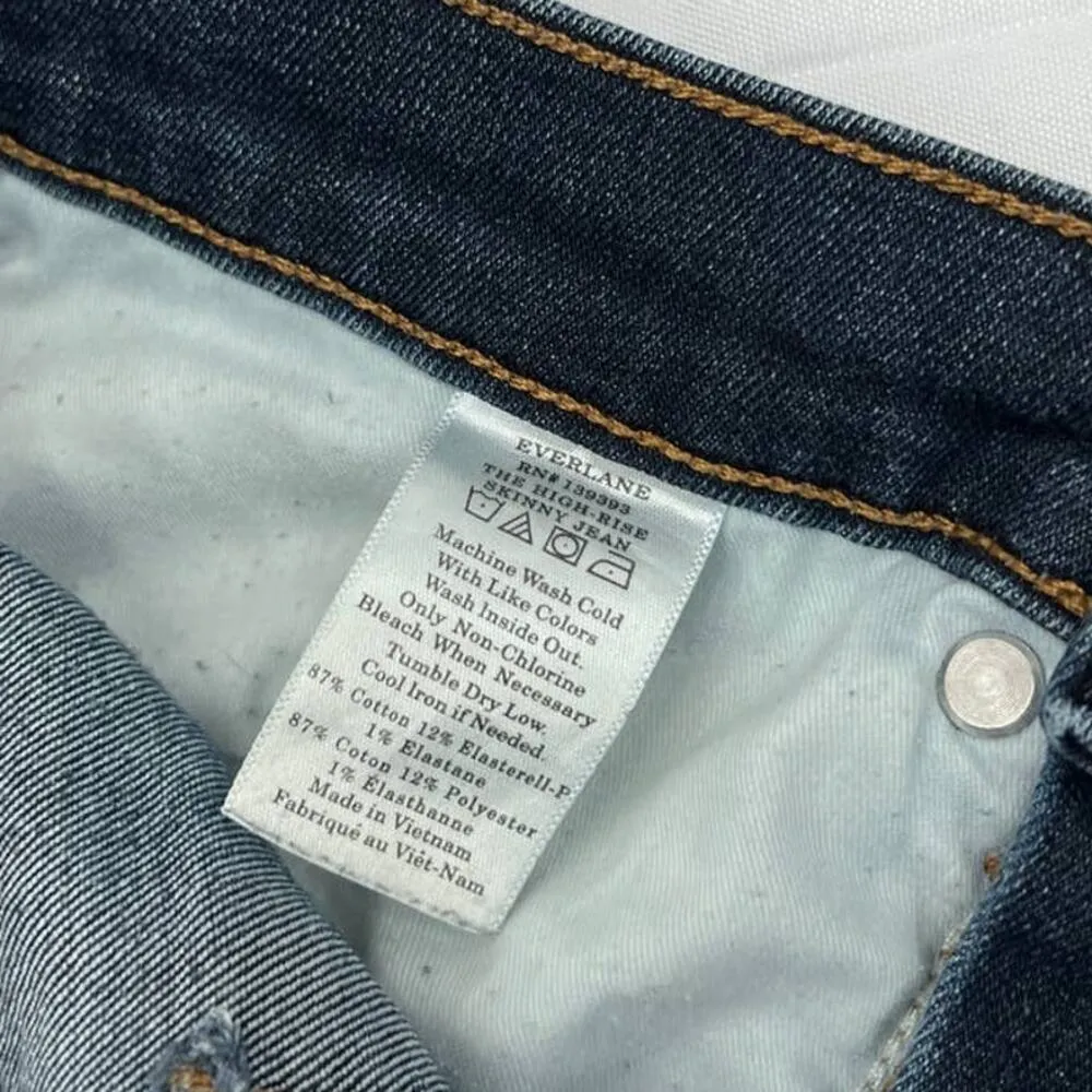 Everlane The High Rise Skinny Cropped Jeans Dark Blue size 26 - Image 7