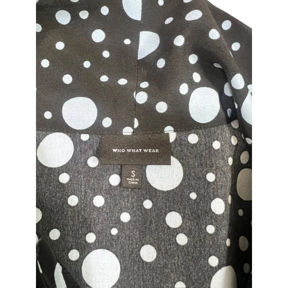 Who What Wear Women's Navy Blue Polkadot Ruflly Bottom Dress - Image 4