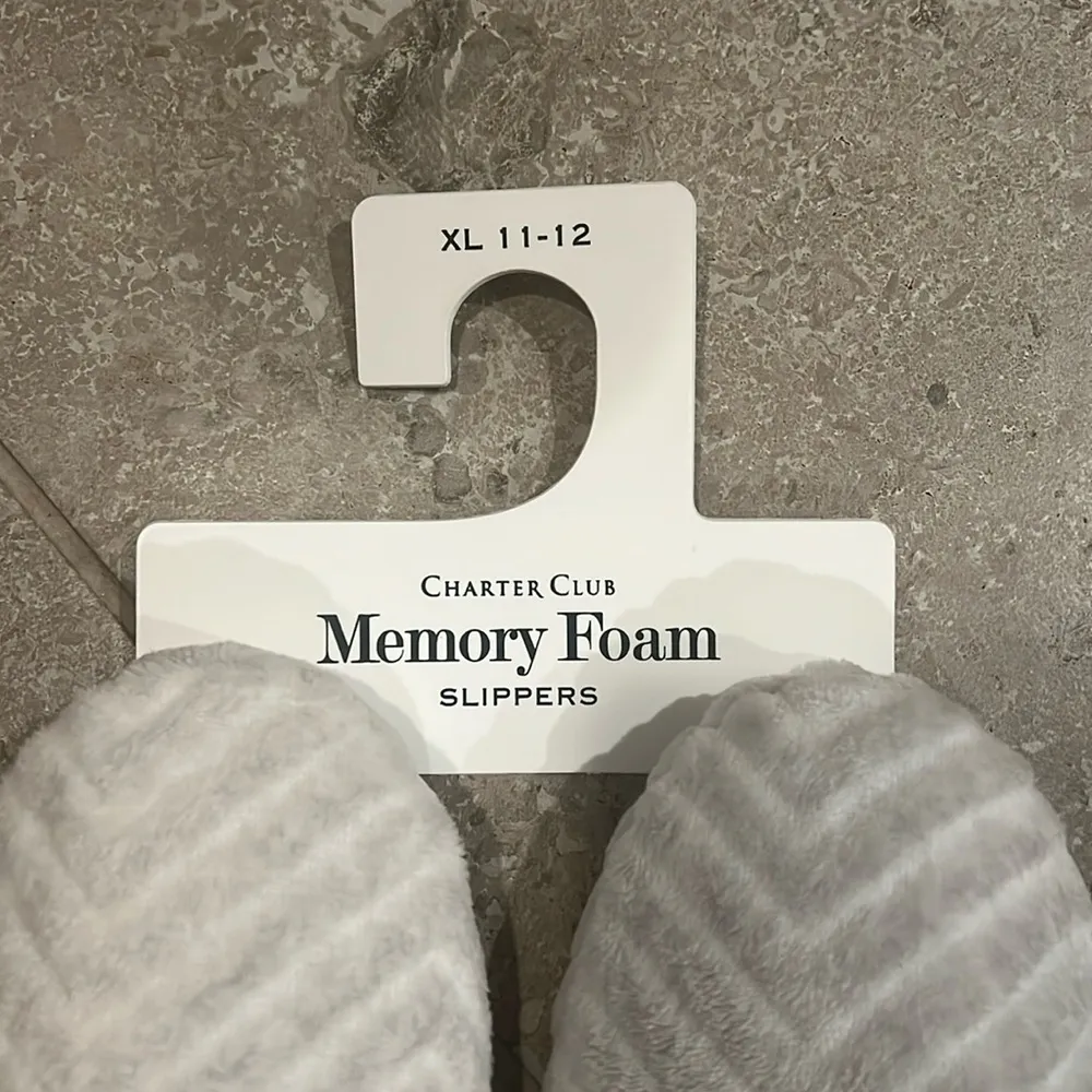 NEW Charter Club Grey Memory Foam Slippers, Size XL (11-12) New w/Tag - Image 4